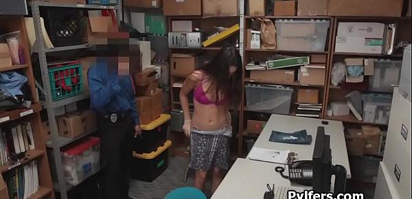  Perky teen caught stealing is on her knees